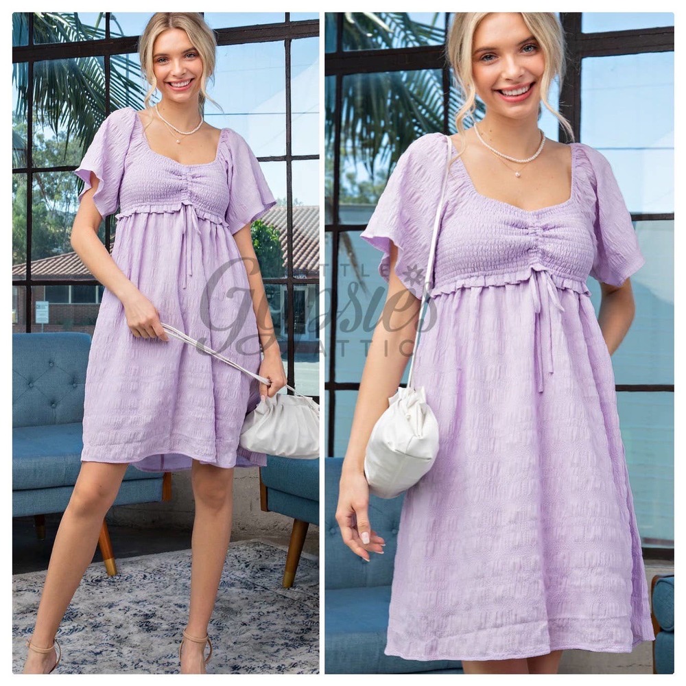 Lilac Mist Ruched Babydoll Dress - Picture 7 of 16